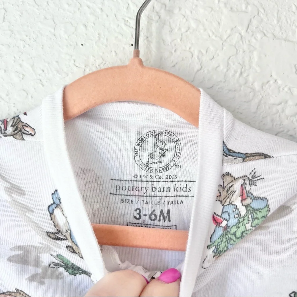 Pottery Barn Kids Peter Rabbit Easter Organic Cotton Zip Up Sleeper Sz 3-6M